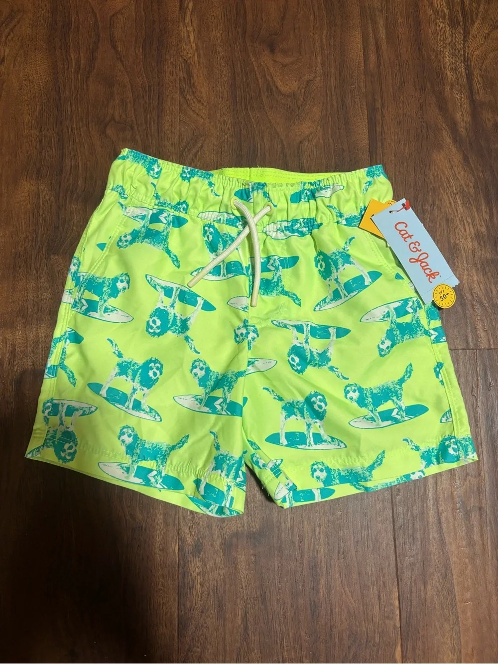Cat & Jack Boys' Surfing Dog Trunk Swim Shorts - Lime Green